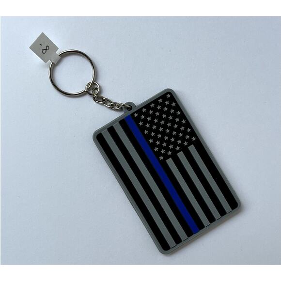 Thin Blue Line American Flag Keychain Law Enforcement - Picture 1 of 5